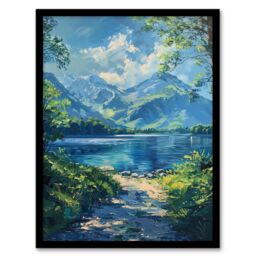 "Artery8 Lake District Acrylic Helvellyn View Summer Peace Framed Art Print in Blue - Size: W12"" x H16""" - thumbnail 1