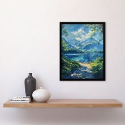 "Artery8 Lake District Acrylic Helvellyn View Summer Peace Framed Art Print in Blue - Size: W12"" x H16""" - thumbnail 4
