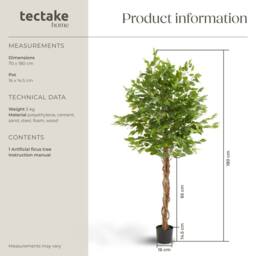 tectake Artificial Plant - Detailed & Lifelike, Ficus Tree, Low-Maintenance in Green - Size: 160 cm - thumbnail 6