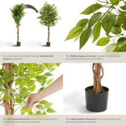 tectake Artificial Plant - Detailed & Lifelike, Ficus Tree, Low-Maintenance in Green - Size: 160 cm - thumbnail 4