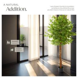 tectake Artificial Plant - Detailed & Lifelike, Ficus Tree, Low-Maintenance in Green - Size: 160 cm - thumbnail 5