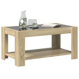 Berkfield Home Coffee Table with LED Sonoma Oak 93x53x45 cm Engineered Wood in Brown - Size: 93 x 53 x 45 cm - thumbnail 5
