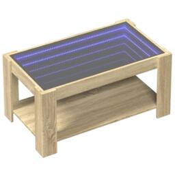 Berkfield Home Coffee Table with LED Sonoma Oak 93x53x45 cm Engineered Wood in Brown - Size: 93 x 53 x 45 cm - thumbnail 3