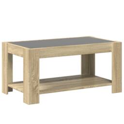 Berkfield Home Coffee Table with LED Sonoma Oak 93x53x45 cm Engineered Wood in Brown - Size: 93 x 53 x 45 cm - thumbnail 8