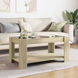 Berkfield Home Coffee Table with LED Sonoma Oak 93x53x45 cm Engineered Wood in Brown - Size: 93 x 53 x 45 cm - thumbnail 4