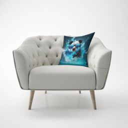 Warren Reed - Designer Panda Splashart Water Cushions in Blue - Size: 45 cm x 45 cm - thumbnail 4