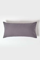 Homescapes Continental Egyptian Cotton Pillowcase 200 TC, 40 x 80 cm in Dark Grey - thumbnail 1