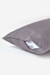 Homescapes Continental Egyptian Cotton Pillowcase 200 TC, 40 x 80 cm in Dark Grey - thumbnail 3