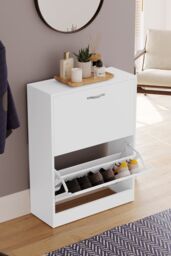Home Discount Vida Designs 2 Drawer Shoe Cabinet Storage Organizer in White - thumbnail 7