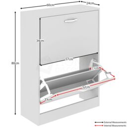 Home Discount Vida Designs 2 Drawer Shoe Cabinet Storage Organizer in White - thumbnail 2