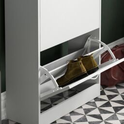 Home Discount Vida Designs 2 Drawer Shoe Cabinet Storage Organizer in White - thumbnail 5