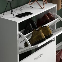 Home Discount Vida Designs 2 Drawer Shoe Cabinet Storage Organizer in White - thumbnail 4