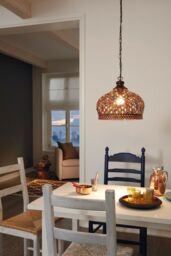 Loops Hanging Ceiling Pendant Light Antique Copper & Coloured Glass 1 x 60W E27 Bulb - thumbnail 3