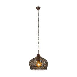 Loops Hanging Ceiling Pendant Light Antique Copper & Coloured Glass 1 x 60W E27 Bulb - thumbnail 1