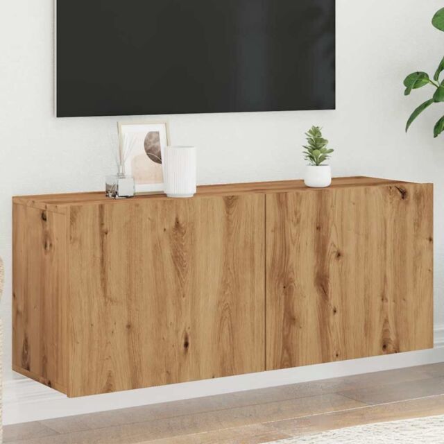 Berkfield Home TV Cabinet Wall-mounted Artisan Oak 100x30x41 cm in Brown - Size: 100 x 30 x 41 cm - image 1