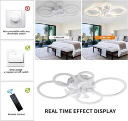 Garwarm Modern LED Ceiling Fans with Lights with 5 Acrylic Lamps in White - thumbnail 7