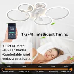 Garwarm Modern LED Ceiling Fans with Lights with 5 Acrylic Lamps in White - thumbnail 5