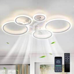 Garwarm Modern LED Ceiling Fans with Lights with 5 Acrylic Lamps in White - thumbnail 1