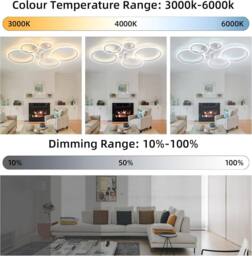 Garwarm Modern LED Ceiling Fans with Lights with 5 Acrylic Lamps in White - thumbnail 3