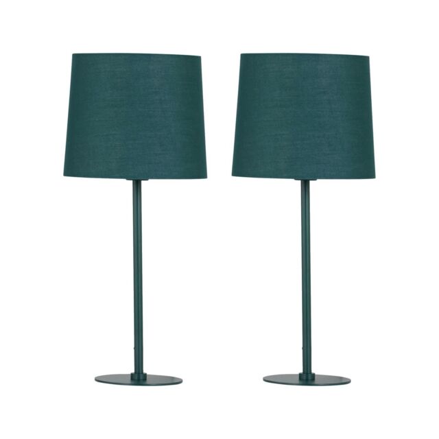 First Choice Lighting Colours - Set of 2 Dark Green 40cm Lamps - image 1