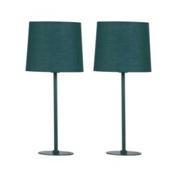 First Choice Lighting Colours - Set of 2 Dark Green 40cm Lamps - thumbnail 1