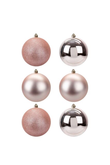 VFM e-Store Christmas Bauble Decoration Hanging Tree Ornament X 6 10cm Rose Gold - image 1
