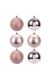 VFM e-Store Christmas Bauble Decoration Hanging Tree Ornament X 6 10cm Rose Gold - thumbnail 1