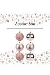 VFM e-Store Christmas Bauble Decoration Hanging Tree Ornament X 6 10cm Rose Gold - thumbnail 2