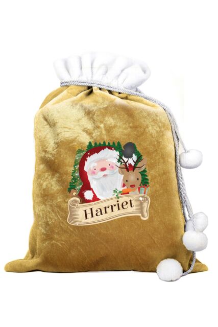 Personalised Memento Company Personalised Christmas Santa Gold Sack in Metallic Gold - image 1