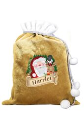 Personalised Memento Company Personalised Christmas Santa Gold Sack in Metallic Gold - thumbnail 1