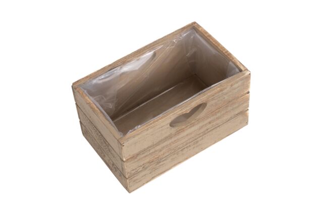 Red Hamper Oak Effect Wooden Planter with Plastic Lining in Brown - image 1