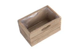 Red Hamper Oak Effect Wooden Planter with Plastic Lining in Brown