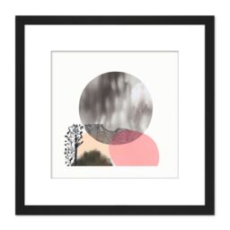 Artery8 Full Moon Boho Abstract Landscape Illustration Square Wooden Framed Wall Art Print Picture 8X8 Inch in Black - thumbnail 1