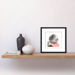 Artery8 Full Moon Boho Abstract Landscape Illustration Square Wooden Framed Wall Art Print Picture 8X8 Inch in Black - thumbnail 2