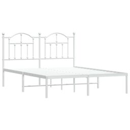 Berkfield Home Metal Bed Frame with Headboard White 140x190 cm - thumbnail 4
