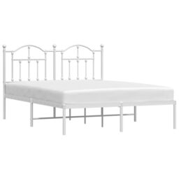 Berkfield Home Metal Bed Frame with Headboard White 140x190 cm - thumbnail 3