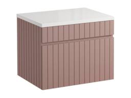 Vente-unique Pink Ribbed Wall-Mounted Vanity Unit With Top - 60 Cm - SATARA - thumbnail 2