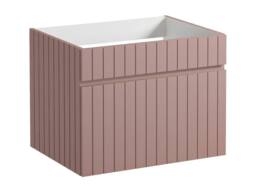 Vente-unique Pink Ribbed Wall-Mounted Vanity Unit With Top - 60 Cm - SATARA - thumbnail 4