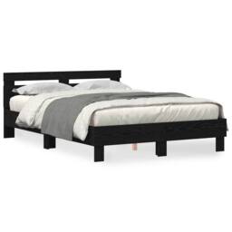 Berkfield Home Black Oak Bed Frame Black oak Solid oak wood 150 x 200 cm - thumbnail 5