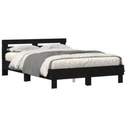 Berkfield Home Black Oak Bed Frame Black oak Solid oak wood 150 x 200 cm - thumbnail 3