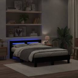 Berkfield Home Black Oak Bed Frame Black oak Solid oak wood 150 x 200 cm - thumbnail 4