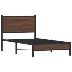 Berkfield Home Metal Bed Frame without Mattress Brown Oak 80x200 cm - thumbnail 3