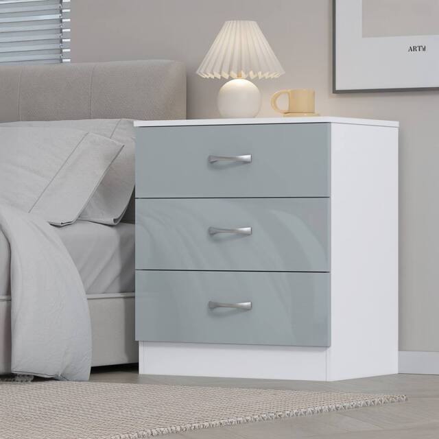 Harmin High Gloss Grey on White 3 Drawer Chest of Drawers - image 1
