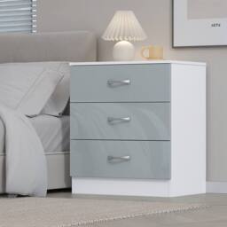 Harmin High Gloss Grey on White 3 Drawer Chest of Drawers - thumbnail 1