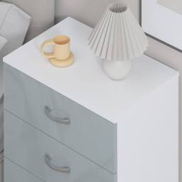 Harmin High Gloss Grey on White 3 Drawer Chest of Drawers - thumbnail 5