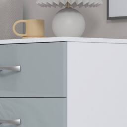Harmin High Gloss Grey on White 3 Drawer Chest of Drawers - thumbnail 7