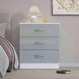 Harmin High Gloss Grey on White 3 Drawer Chest of Drawers - thumbnail 6