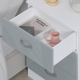 Harmin High Gloss Grey on White 3 Drawer Chest of Drawers - thumbnail 4