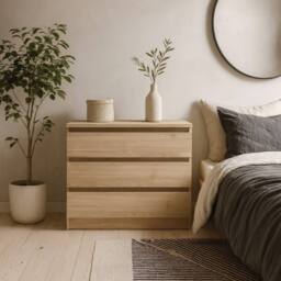 Wyld Haus Budapest Natural Oak Effect 3 Drawer Chest - thumbnail 2