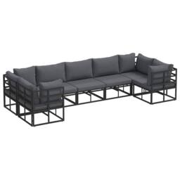 Berkfield Home Garden Sofa Set 7 pcs Black Aluminium - thumbnail 3